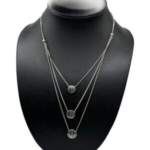 Authentic Brighton Triple Strand Necklace with Filigree Medallions 16” - 18”